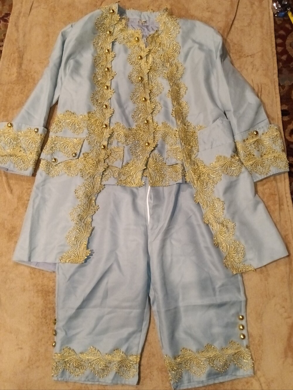 Men's Historical Aristocrat Or HamiltonCostume Light Blue Gold Trim High Quality - Picture 3 of 6